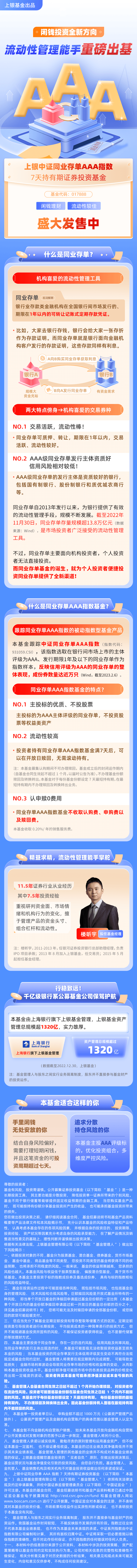 重磅首发|上银中证同业存单AAA指数7天持有期盛大发售！